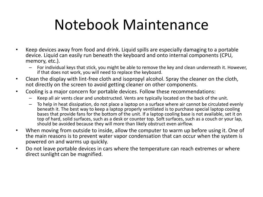 notebook maintenance
