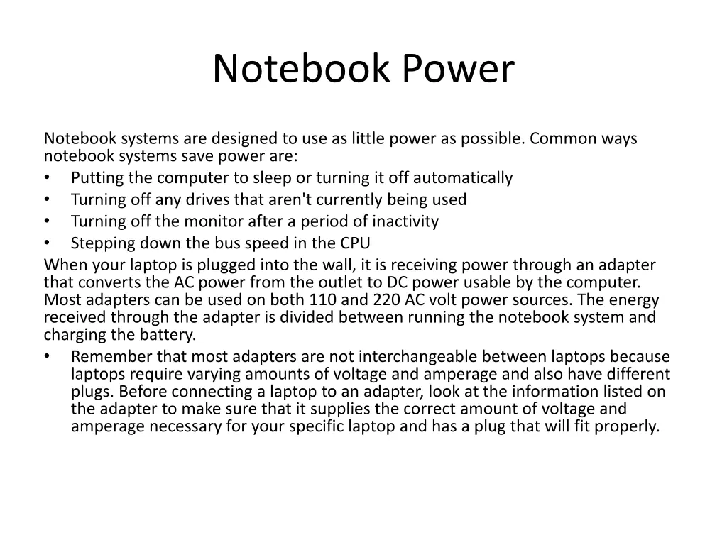 notebook power