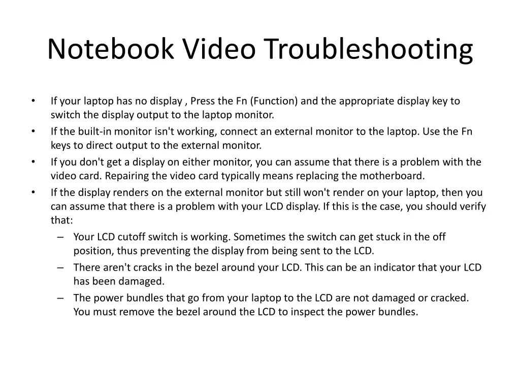 notebook video troubleshooting