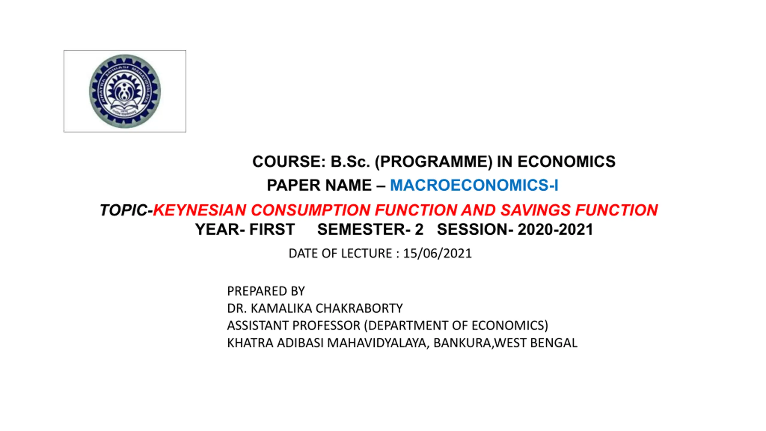 Keynesian Consumption Function and Savings Function PPT | SlideOrbit
