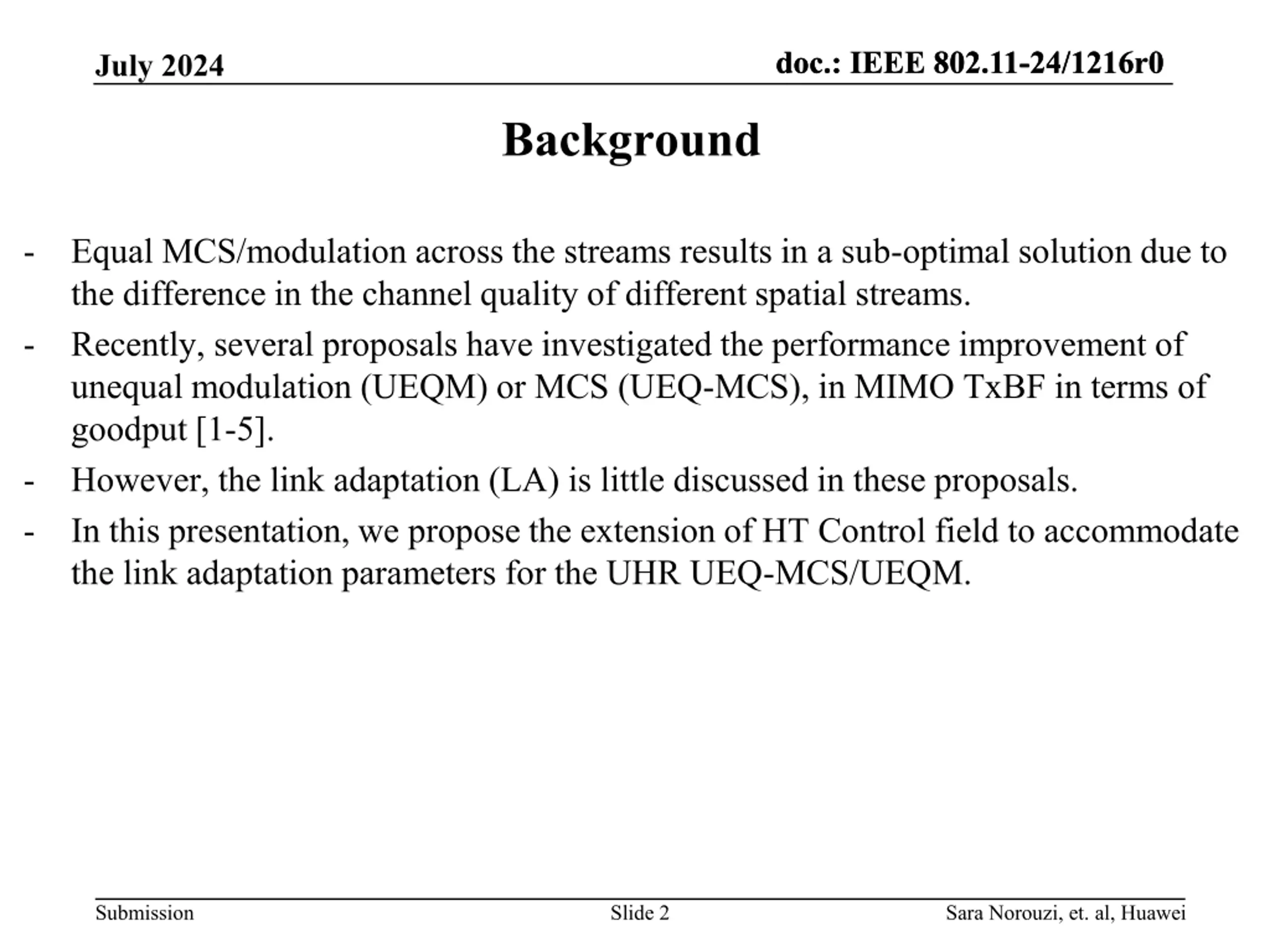 HTC Extension for UHR Link Adaptation to Support UEQ-MCS/UEQM PPT ...