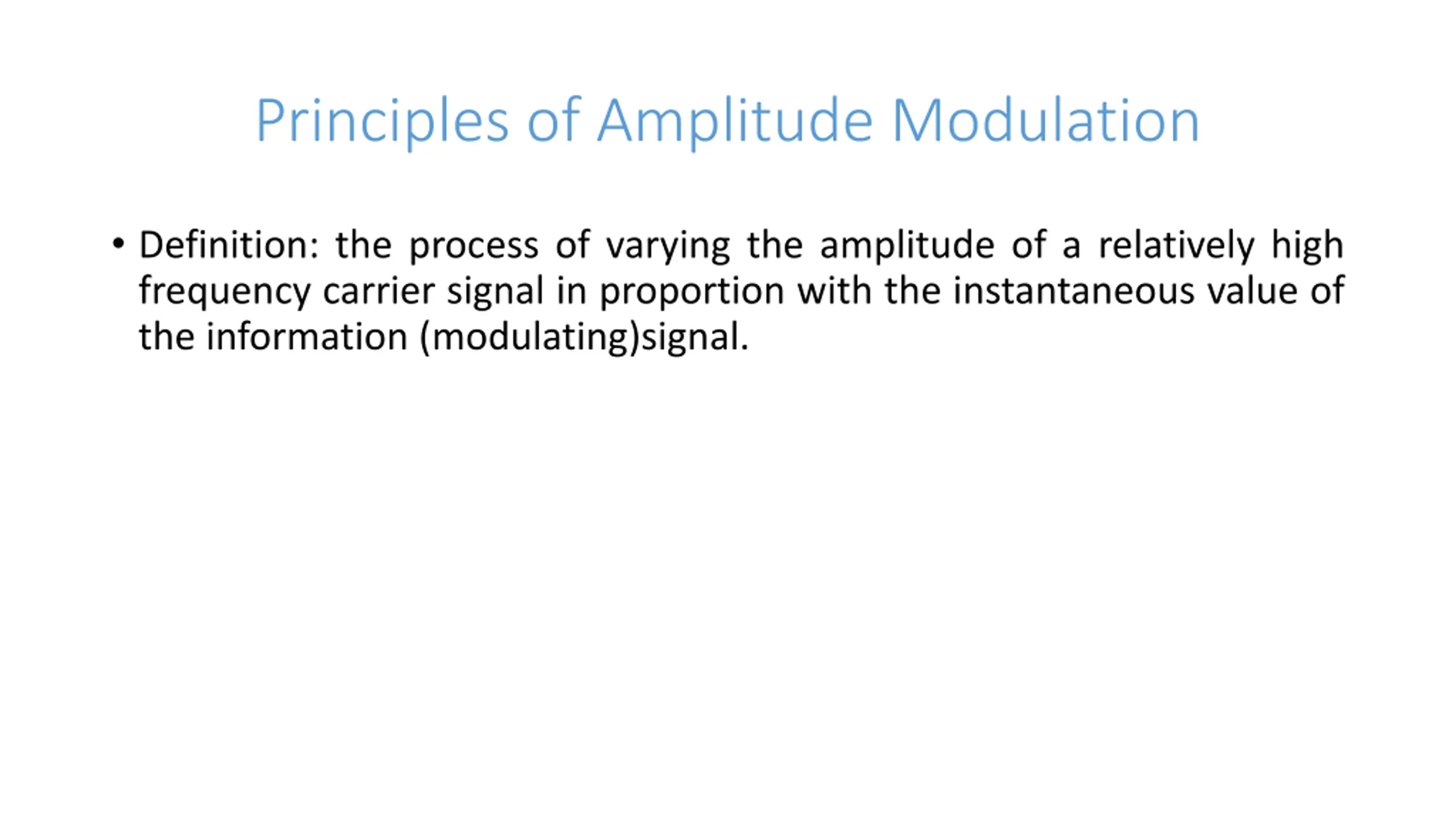 Amplitude Modulation Techniques and Angle Modulation Techniques PPT ...